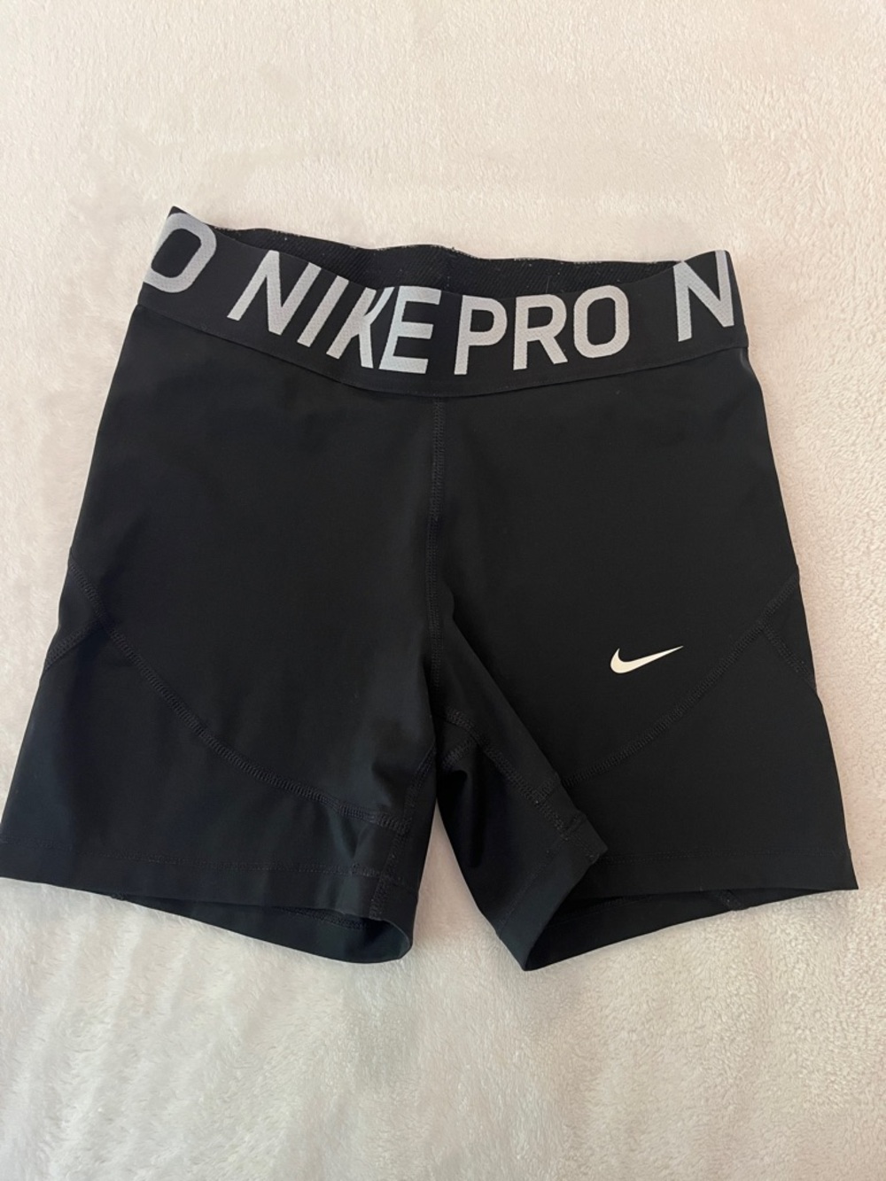 Nike Pro Black Women's Athletic Bike Shorts with White Swoosh